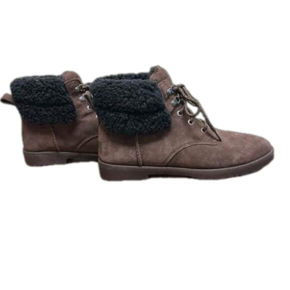 UGG Romely Heritage Lace Suede Wool Boots Brown Black Size 11 Water Repellent - Picture 3 of 13